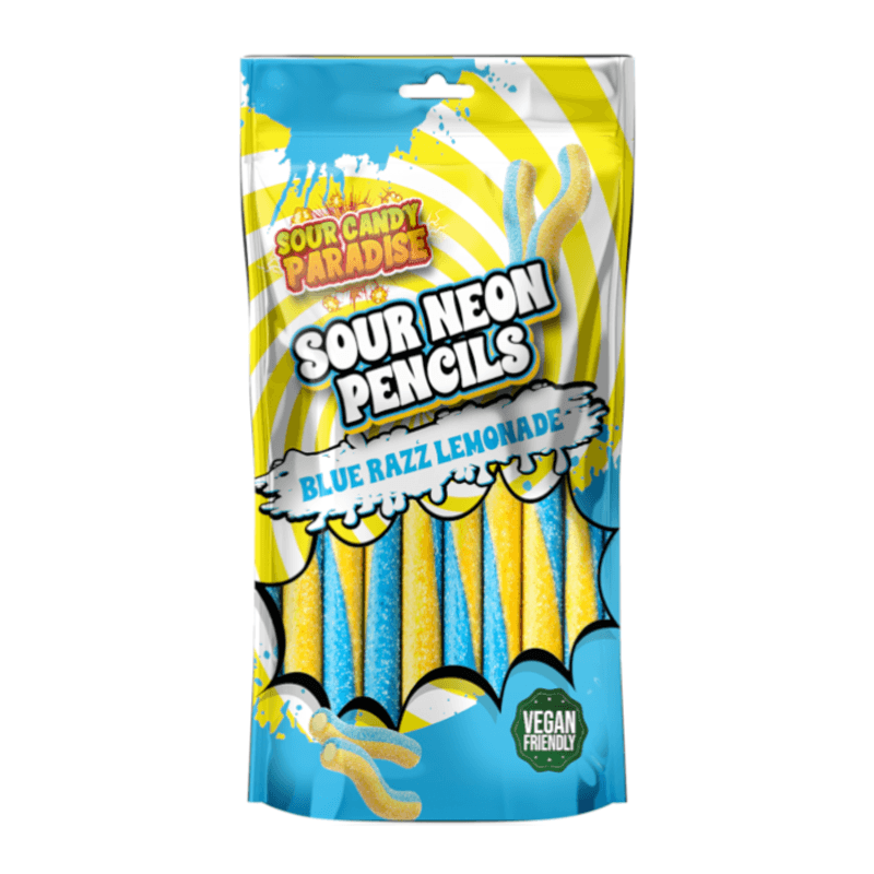 Candy Paradise Sour Neon Pencils Blue Razz Lemonade 130g*12st.
